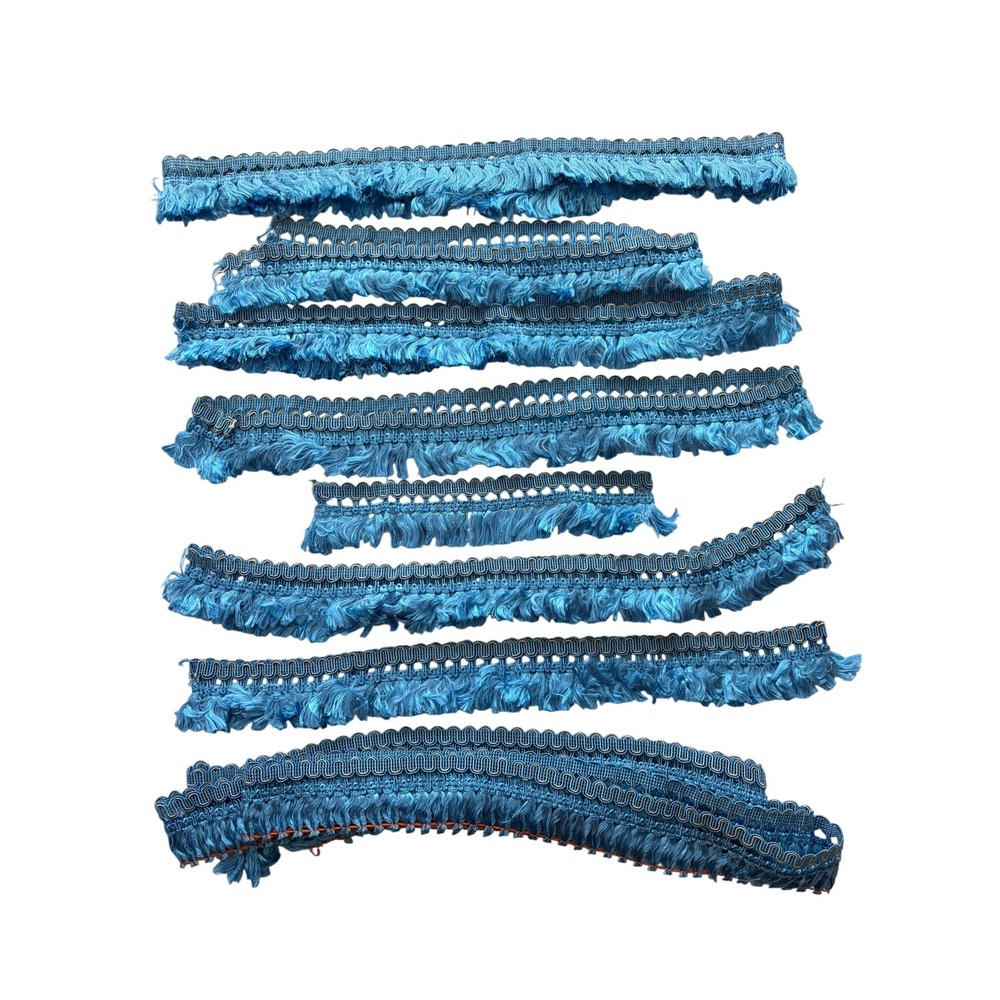 Gimp Fringe Trim Remnants Blue Good Victorian Tassel Sewing Lot Cottagecore